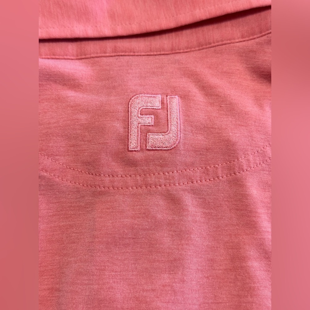 FootJoy Mens Pink Polo Golf Shirt Pocket Front FJ Collar - Size LG Athletic Fit - Picture 7 of 9